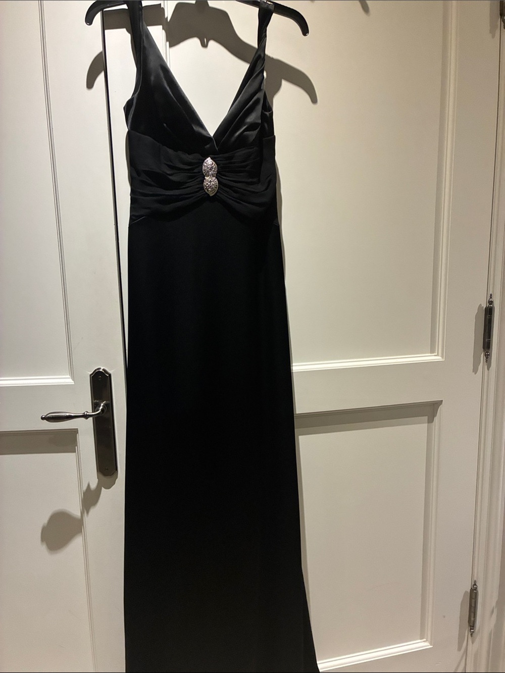 Sandra Angelozzi Couture Black Rhinestone Brooch Evening Gown ⭐️